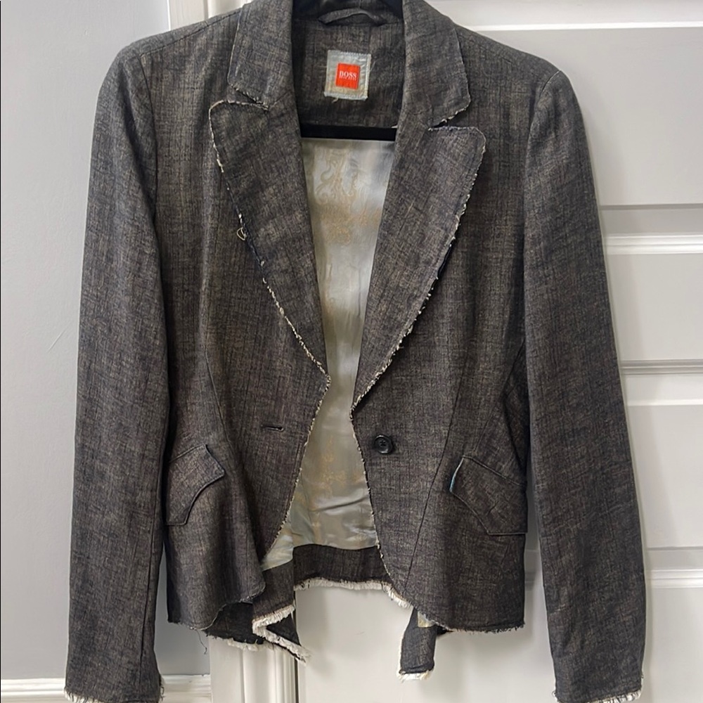 BOSS ORANGE Gray Textured Blazer Tailored Fit